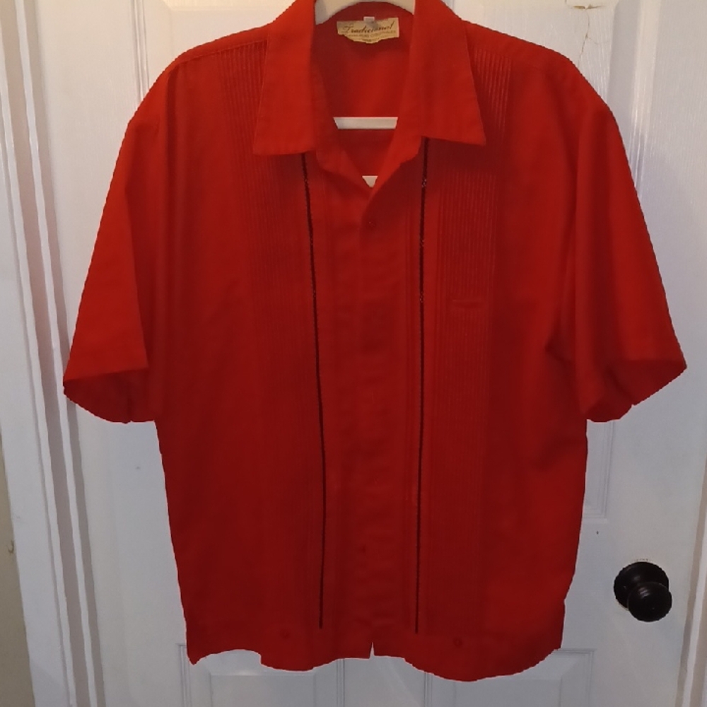 Cubavera Red Short Sleeve Shirt